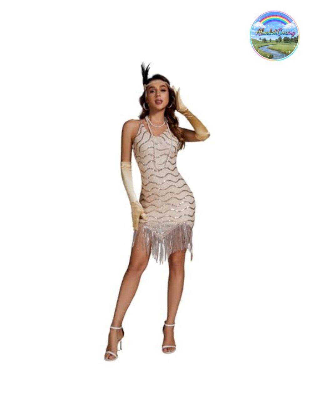 1920s Flapper Sequin Dress with Accessories Set Gatsby Party Costume